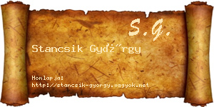 Stancsik György névjegykártya